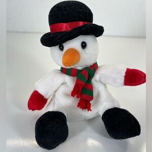 HO HO BEAN VINTAGE SEARS ROEBUCK TOY CHRISTMAS‎ SNOWMAN BEANIE 7" PLUSH